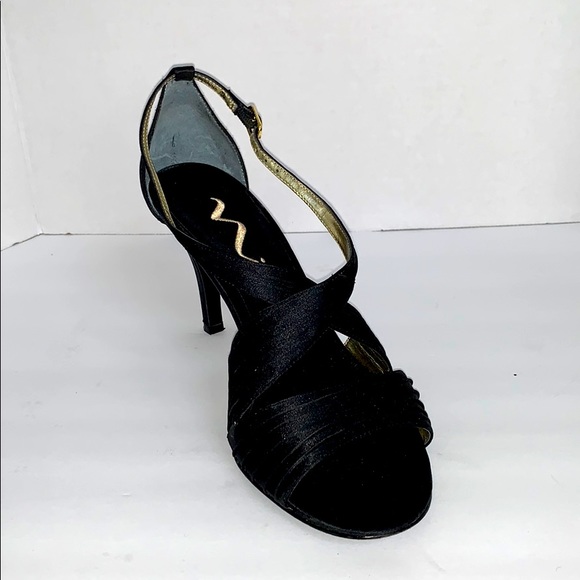 Mina Strappy Slingback Black Open Toe size 8.5 - Picture 4 of 11